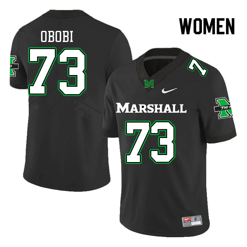 Women #73 Chinazo Obobi Marshall Thundering Herd College Football Jerseys Stitched-Black - Click Image to Close